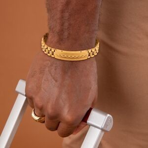 Bracelet Gourmette Acier Jaune Lisse Satiné 12mm 19  à 21cm