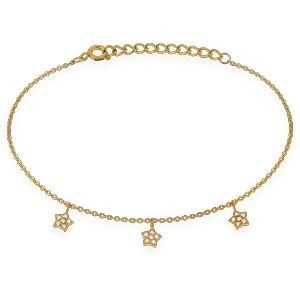 Bracelet Acier Jaune Etoiles Zirconium 4.5mm 18 à 21cm Bracelet Acier Jaune Etoiles Zirconium 4.5mm 18 à 21cm