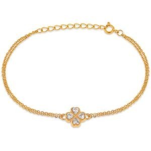 Bracelet Acier Jaune Trèfle Zirconium 9.5mm 16  à 19cm