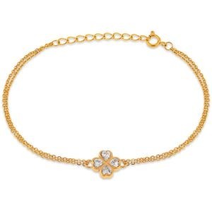 Bracelet Acier Jaune Trèfle Zirconium 9.5mm 16  à 19cm