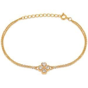 Bracelet Acier Jaune Trèfle Zirconium 9.5mm 16  à 19cm