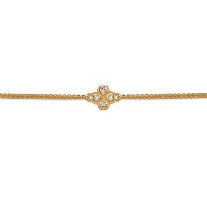 Bracelet Acier Jaune Trèfle Zirconium 9.5mm 16  à 19cm
