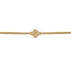 Bracelet Acier Jaune Trèfle Zirconium 9.5mm 16  à 19cm