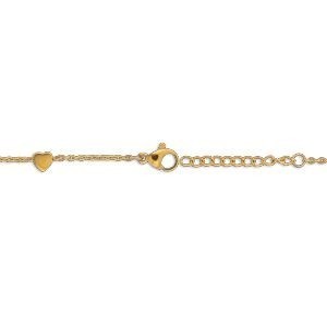 Bracelet Acier Jaune 17  à 20cm Perles 4mm Cœurs Zirconium 18mm