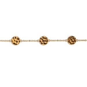 Bracelet Acier Jaune 17  à 20cm Pastilles  Martelés 8mm