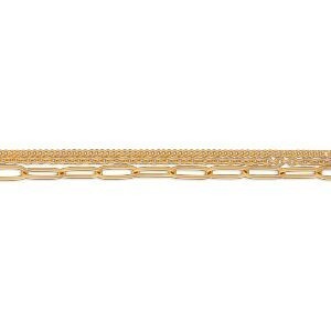 Bracelet Acier Jaune Triple Rangs Fantaisie 18  à 21cm