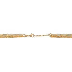 Bracelet Acier Jaune Triple Rangs Fantaisie 18  à 21cm