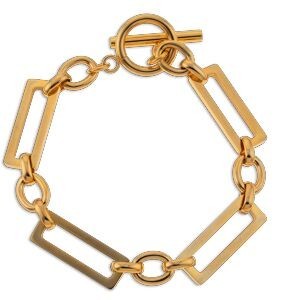Bracelet Acier Jaune 19.5cm Maille Rectangle 23.5*8.5mm Fermoir Baton
