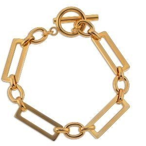 Bracelet Acier Jaune 19.5cm Maille Rectangle 23.5*8.5mm Fermoir Baton