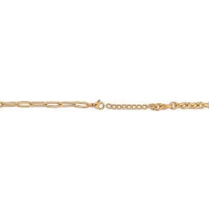 Bracelet Acier Jaune Maillons Différents Médaille Cristal 5mm 18  à 21cm