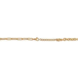 Bracelet Acier Jaune Maillons Différents Médaille Cristal 5mm 18  à 21cm