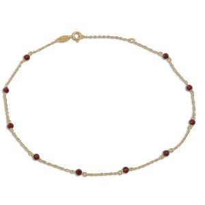 Chaîne Cheville Or 750 Grenats 3mm 25  à 27cm