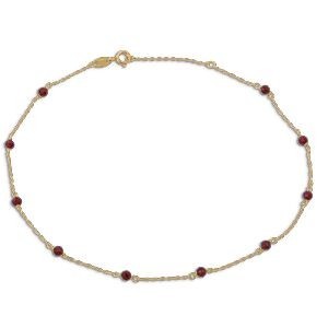 Chaîne Cheville Or 750 Grenats 3mm 25  à 27cm