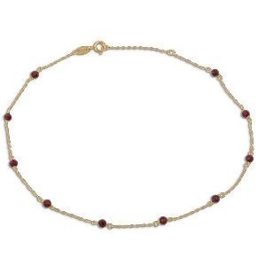 Chaîne Cheville Or 750 Grenats 3mm 25  à 27cm