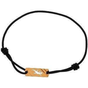 Bracelet Or 375 Plaque Margouillat 20*3mm Cordon Noir 19cm