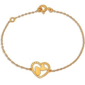 Bracelet Or 375 17  à 19cm Cœur Diamanté Carte Guadeloupe 11.2*12.8mm