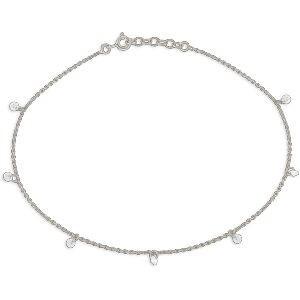 Chaîne Cheville Argent 925 25  à 27cm Zirconium Blanc 3mm