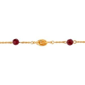 Bracelet Plaqué Or Noeud Forçat Antillais 6*12mm Cristal Grenat 6mm 18  à 20cm