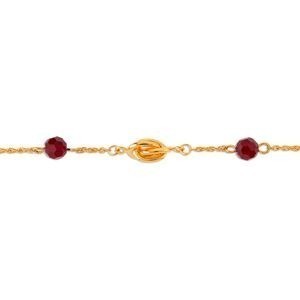 Bracelet Plaqué Or Noeud Forçat Antillais 6*12mm Cristal Grenat 6mm 18  à 20cm