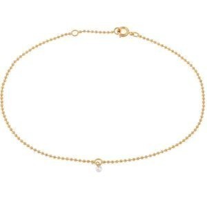 Chaîne Cheville Plaqué Or 25  à 27cm Maille Boules Zirconium Blanc 3mm