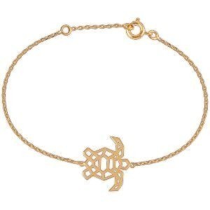 Bracelet Plaqué Or Tortue Origami 18*15mm 17  à 19cm