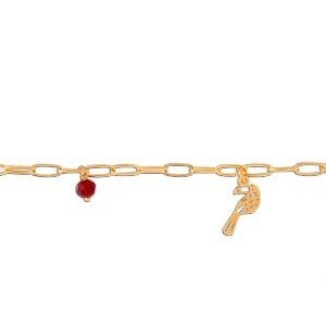 Bracelet Plaqué Or Toucan Origami 6*11mm Cristal Grenat 4mm 18  à 20cm