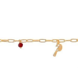 Bracelet Plaqué Or Toucan Origami 6*11mm Cristal Grenat 4mm 18  à 20cm