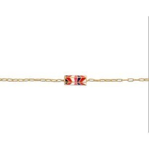 Bracelet Plaqué Or 18  à 20cm Talisman Email Multicolore 20*8mm