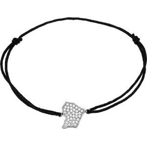 Bracelet Argent 925 Carte Guyane Zirconium 11.7*14.5mm Cordon Noir 18cm