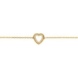 Bracelet Plaqué Or Cœur Zirconium 10mm 18  à 20cm