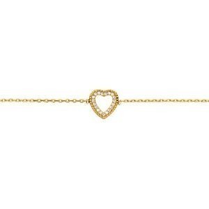 Bracelet Plaqué Or Cœur Zirconium 10mm 18  à 20cm