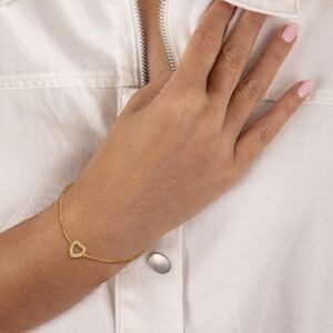 Bracelet Plaqué Or Cœur Zirconium 10mm 18  à 20cm