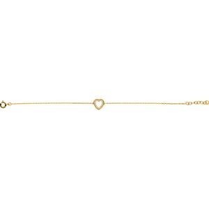 Bracelet Plaqué Or Cœur Zirconium 10mm 18  à 20cm