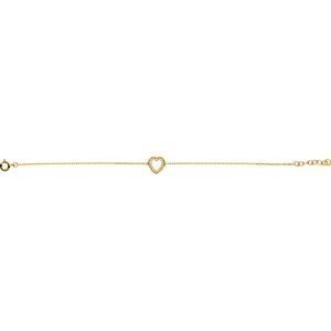 Bracelet Plaqué Or Cœur Zirconium 10mm 18  à 20cm