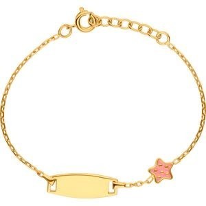 Bracelet Identité Plaqué Or Etoile Email Rose 6mm 14  à 16cm