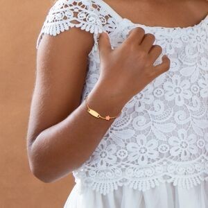 Bracelet Identité Plaqué Or Etoile Email Rose 6mm 14  à 16cm