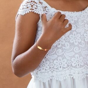 Bracelet Identité Plaqué Or Etoile Email Rose 6mm 14  à 16cm