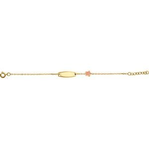 Bracelet Identité Plaqué Or Etoile Email Rose 6mm 14  à 16cm