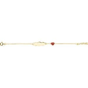 Bracelet Identité Plaqué Or Cœur Email Rouge 6*7mm 14  à 16cm