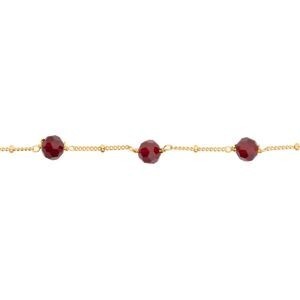 Bracelet Plaqué Or 20cm Cristal Grenat 6mm