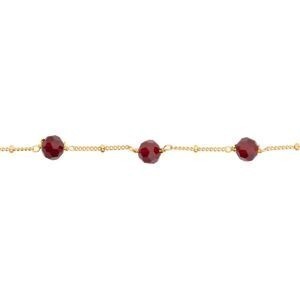 Bracelet Plaqué Or 20cm Cristal Grenat 6mm