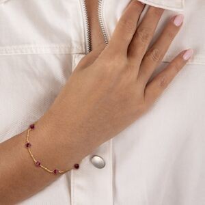 Bracelet Plaqué Or 20cm Cristal Grenat 6mm