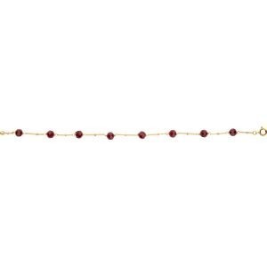Bracelet Plaqué Or 20cm Cristal Grenat 6mm
