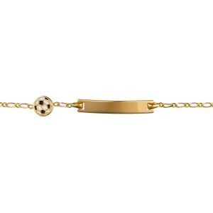 Bracelet Identité Plaqué Or Ballon Foot Email 6mm 14  à 16cm