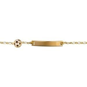 Bracelet Identité Plaqué Or Ballon Foot Email 6mm 14  à 16cm