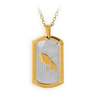 Collier Acier Bicolore Carte Martinique Chaîne 2mm Plaque 19*30mm 50  à 55cm