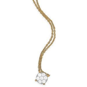 Collier Or 750 0.8mm Motif Fleur 5mm Diamants 0.14ct 4 Griffes 40  à 44cm