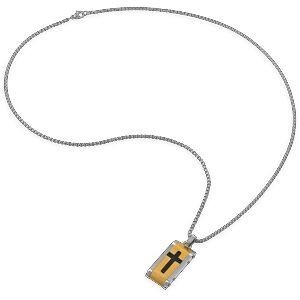 Collier Acier Tricolore Croix 15*35mm 55  à 60cm