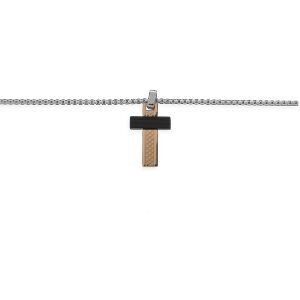 Collier Acier Tricolore Croix 16*30mm 55  à 60cm