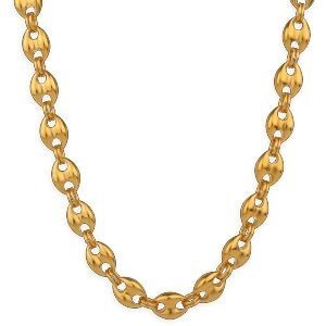 Collier Plaqué Or Maille Grain De Café 11mm 50cm